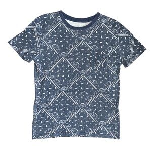 MENS NAVY BLUE PAISLEY BANDANA PRINT T-SHIRT SIZE MEDIUM